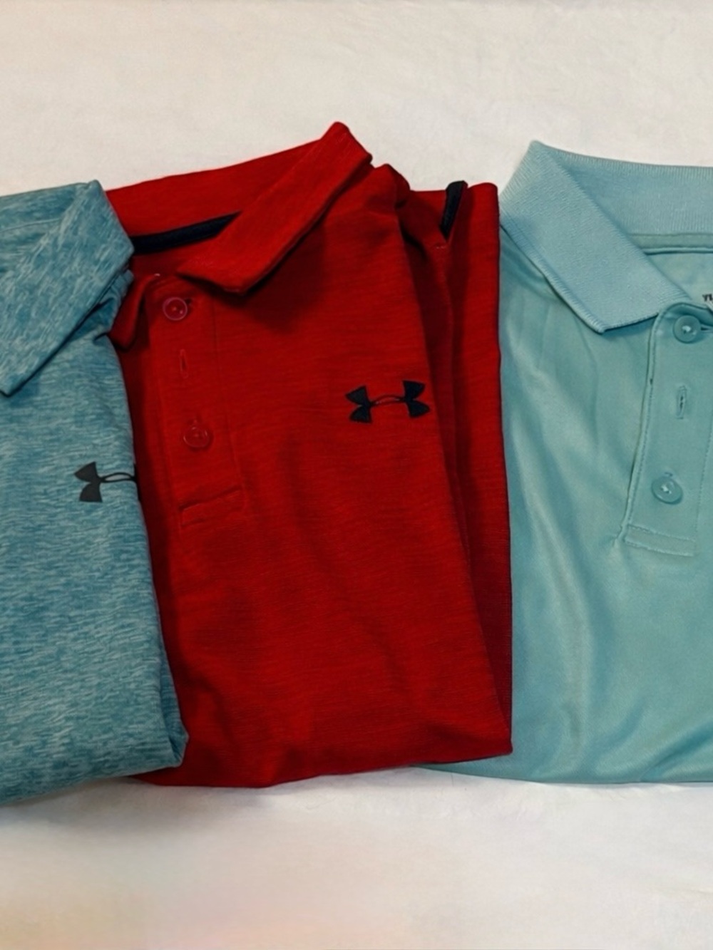 Under Armour Boys Youth Large Polo Trio - Heathered Teal, Red, Light tourquoise